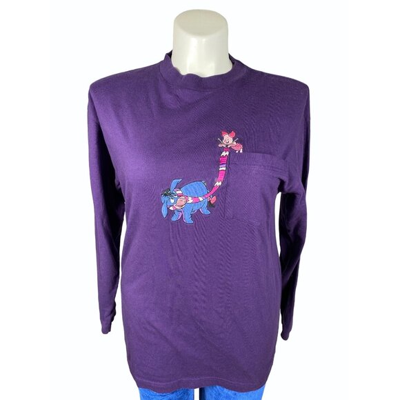 Vintage Disney Store Large Purple Long Sleeve Eeyore Piglet Tee - Picture 3 of 9